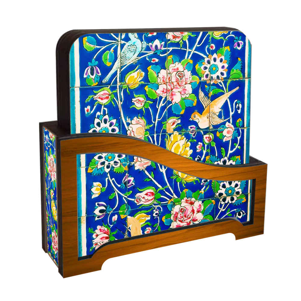 Ensemble de Dessous de Verre et Support avec Motif Artistique d'Inspiration Persane Floral