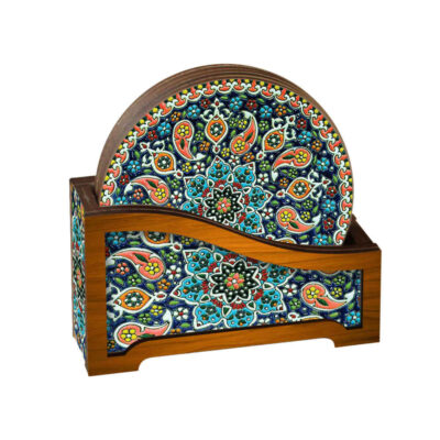 Ensemble de Dessous de Verre avec Motif de Mandalas d’Inspiration Persane Luxino