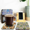 Ensemble de Dessous de Verre et Support avec Motif Artistique d'Inspiration Persane Rahil