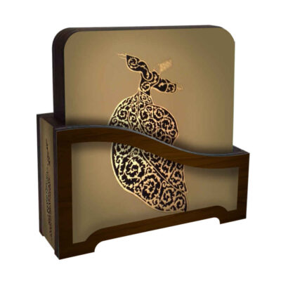 Ensemble de Dessous de Verre et Support avec Motif Artistique d’Inspiration Soufie Danse Sama