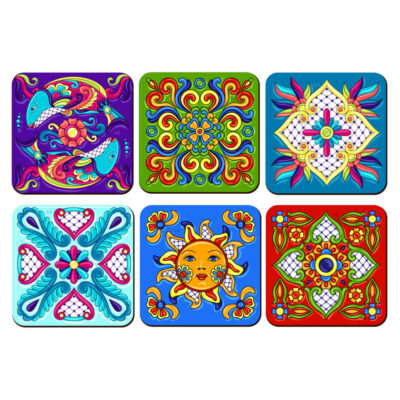 Ensemble de sous-verres artistiques avec le design Carreau