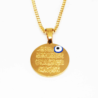 Collier islamique Wan Yakad en acier avec pendentif cercle