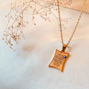 Collier islamique Wan Yakad en acier avec pendentif Tara
