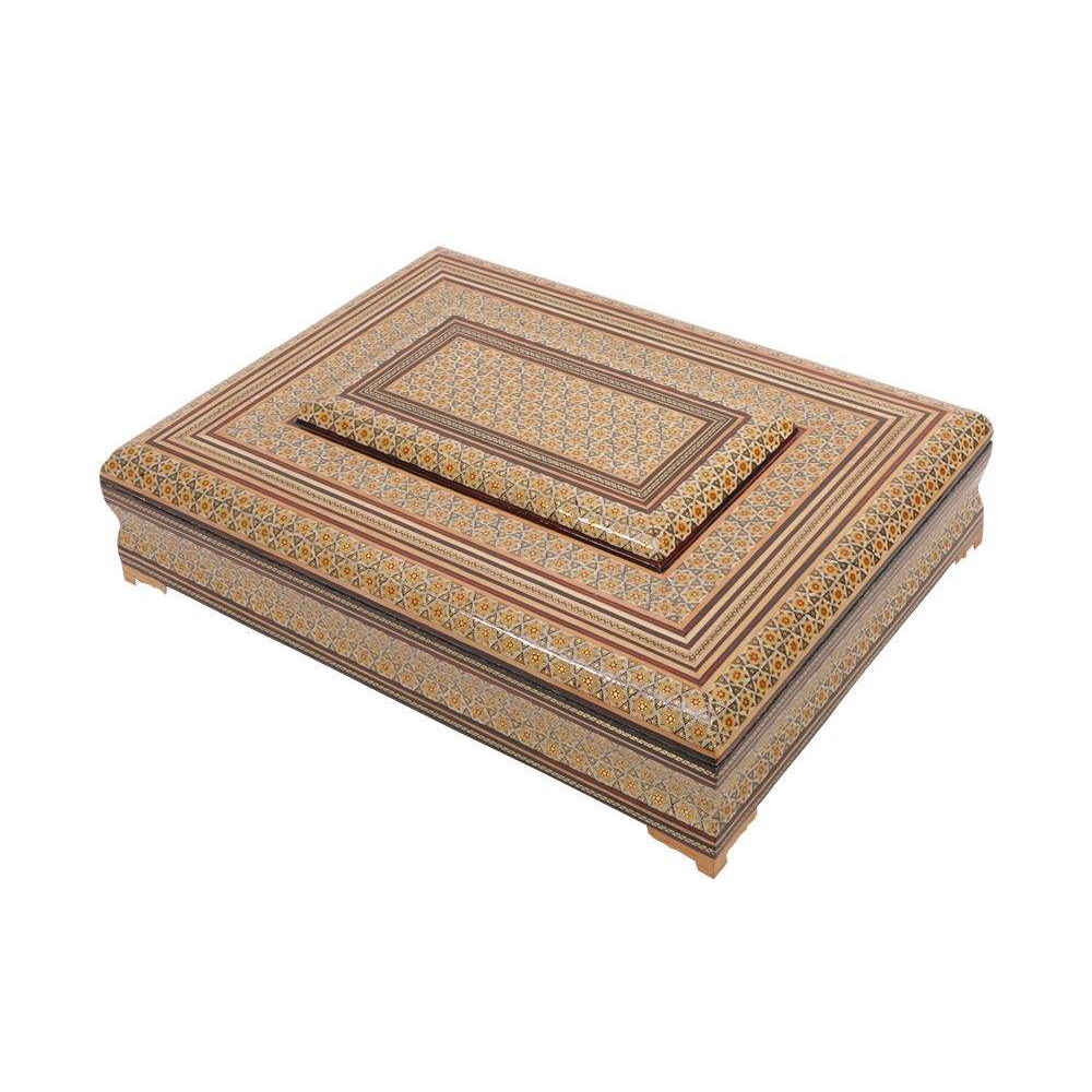 Magnifique Boîte de Rangement en Bois pour Coran - Modèle Fakher, Émaillée Khatam avec Doublure en Velours