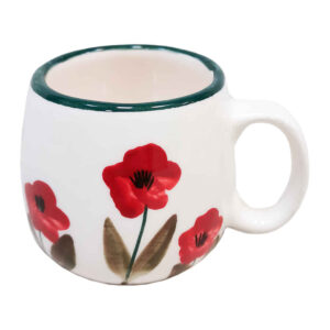 Tasse en céramique artistique – À la main, avec motif de fleurs
