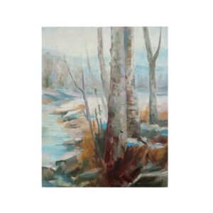 Peinture artistique originale : Huile sur carton, paysage d’hiver