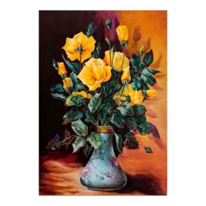 Peinture réaliste originale : Huile sur toile, fleurs par Ahmad Motaghedi