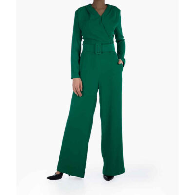 Combinaison verte avec ceinture latérale pour femmes Gelareh