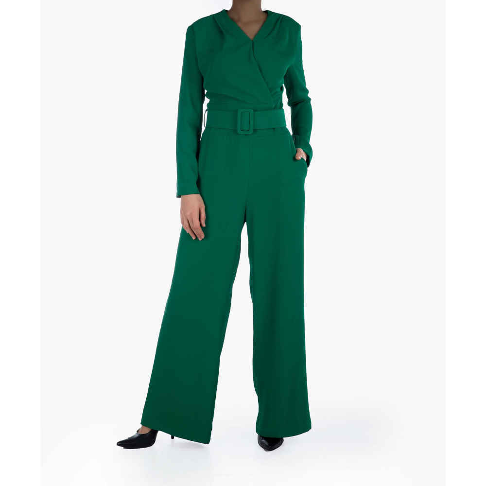 Combinaison verte avec ceinture latérale pour femmes Gelareh
