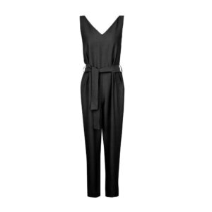 Combinaison noire avec ceinture latérale pour femmes Tina