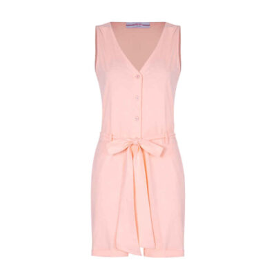 Rompers en salopette pour femmes roses à jambes courtes et ceinture latérale Elaheh