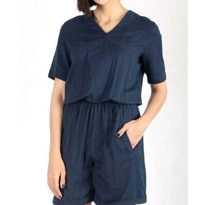 Combi-short décontractée pour femmes à jambes courtes bleu marine
