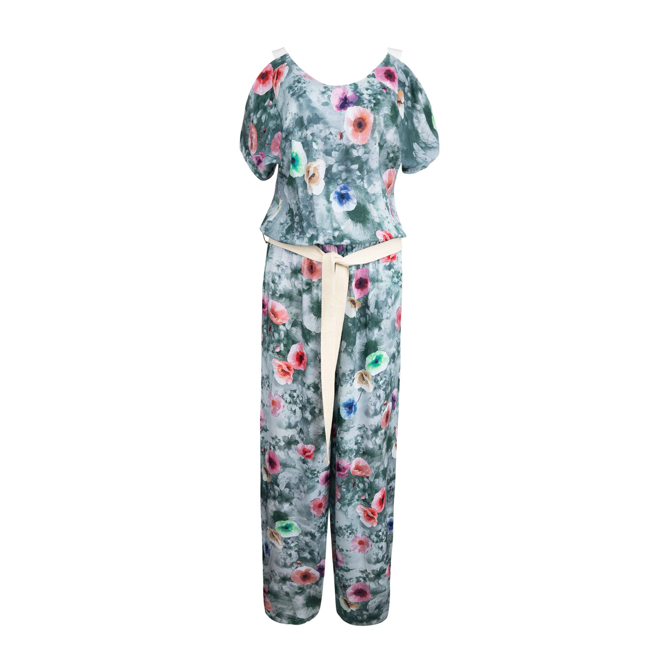 Combinaison fleurie avec ceinture latérale pour femmes Paradise
