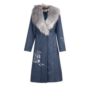 Manteau Croisé en Laine pour Femmes avec Col en Fourrure – Élégant & Chaud