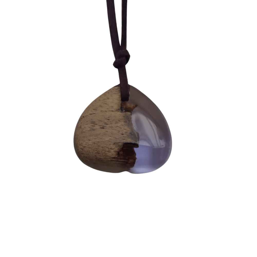 Collier Bois & Résine Artisanal Style Audacieux Violet