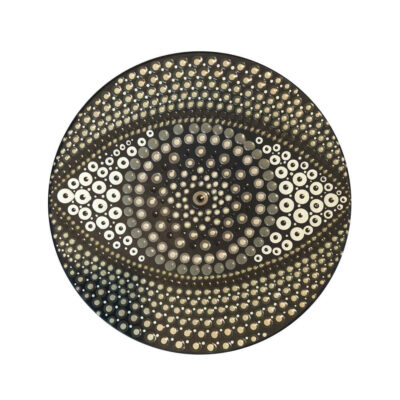 Assiette Décorative en Céramique Peinte à la Main Art Pointillé Yeux
