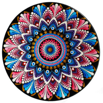 Assiette Décorative en Céramique Peinte à la Main Art Pointillé Cheshm Nazar