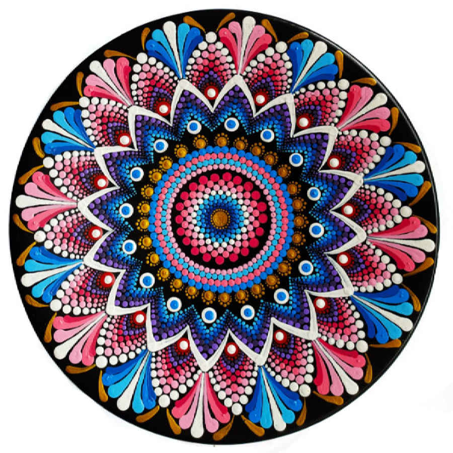 Assiette Décorative en Céramique Peinte à la Main Art Pointillé Cheshm Nazar