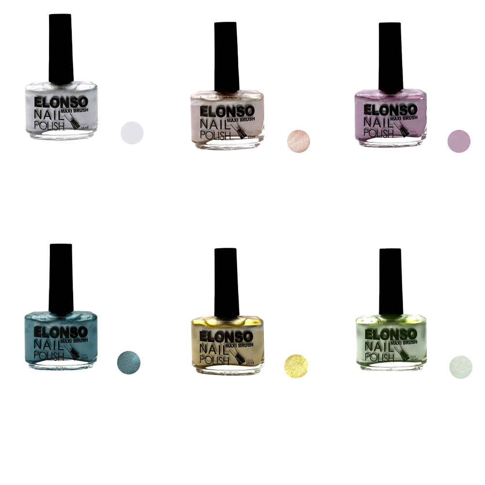 Vernis à ongles Halal finition brillante et pailletée et couleurs métalliques respirantes (6x)