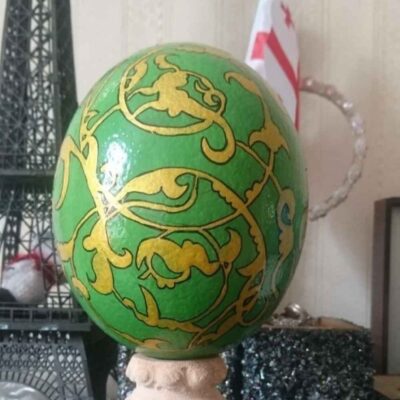 Œuf d’autruche décoratif persan peint à la main – Printemps