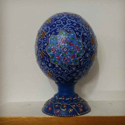 Œuf d’autruche décoratif persan peint à la main – Mina Bleu