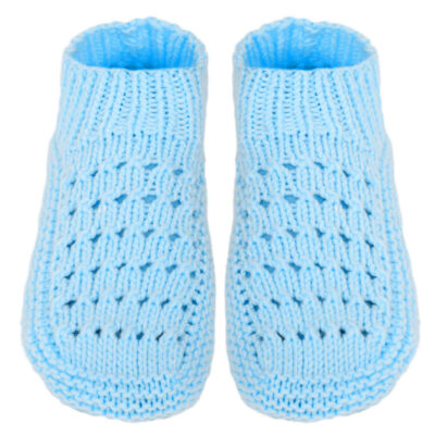 Pantoufles en crochet pour femmes en fibre acrylique tricotée Bleu ciel