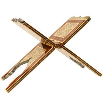 Support Rehal en bois pliable pour le Coran avec motif géométrique