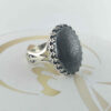 Bague en Argent Hématite Islamique Pierre Précieuse Hadid pour Hommes Abass