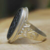 Bague en Argent Hématite Islamique Pierre Précieuse Hadid pour Hommes Asil