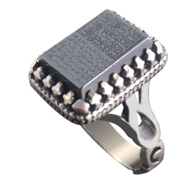 Bague en Argent Hématite Islamique Pierre Précieuse Hadid pour Hommes Hami