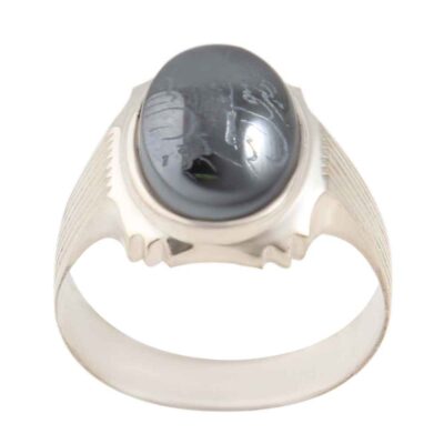 Bague en Argent Hématite Islamique Pierre Précieuse Hadid pour Hommes Mehrab
