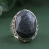 Bague en Argent Hématite Islamique Pierre Précieuse Hadid pour Hommes Ziba