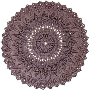 Tapis de sol macramé bohème tissé à la main – Design Fleur de Soleil