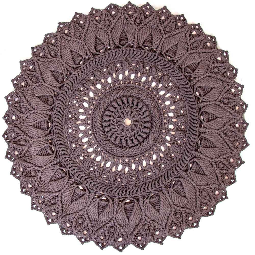 Tapis de sol macramé bohème tissé à la main – Design Fleur de Soleil
