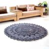 Tapis de sol macramé bohème tissé à la main – Design Fleur de Soleil