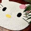 Tapis de sol macramé bohème tissé à la main – Design Chaton