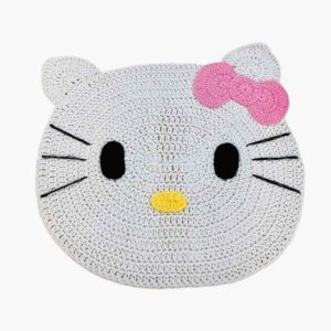 Tapis de sol macramé bohème tissé à la main – Design Chaton