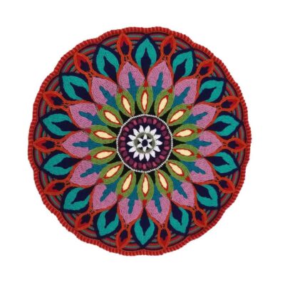 Tapis de sol macramé bohème tissé à la main – Motif Karim