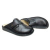 Mules style islamique Nalain en cuir véritable pour hommes Noires