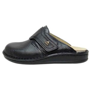 Mules style islamique Nalain en cuir véritable pour hommes Noires