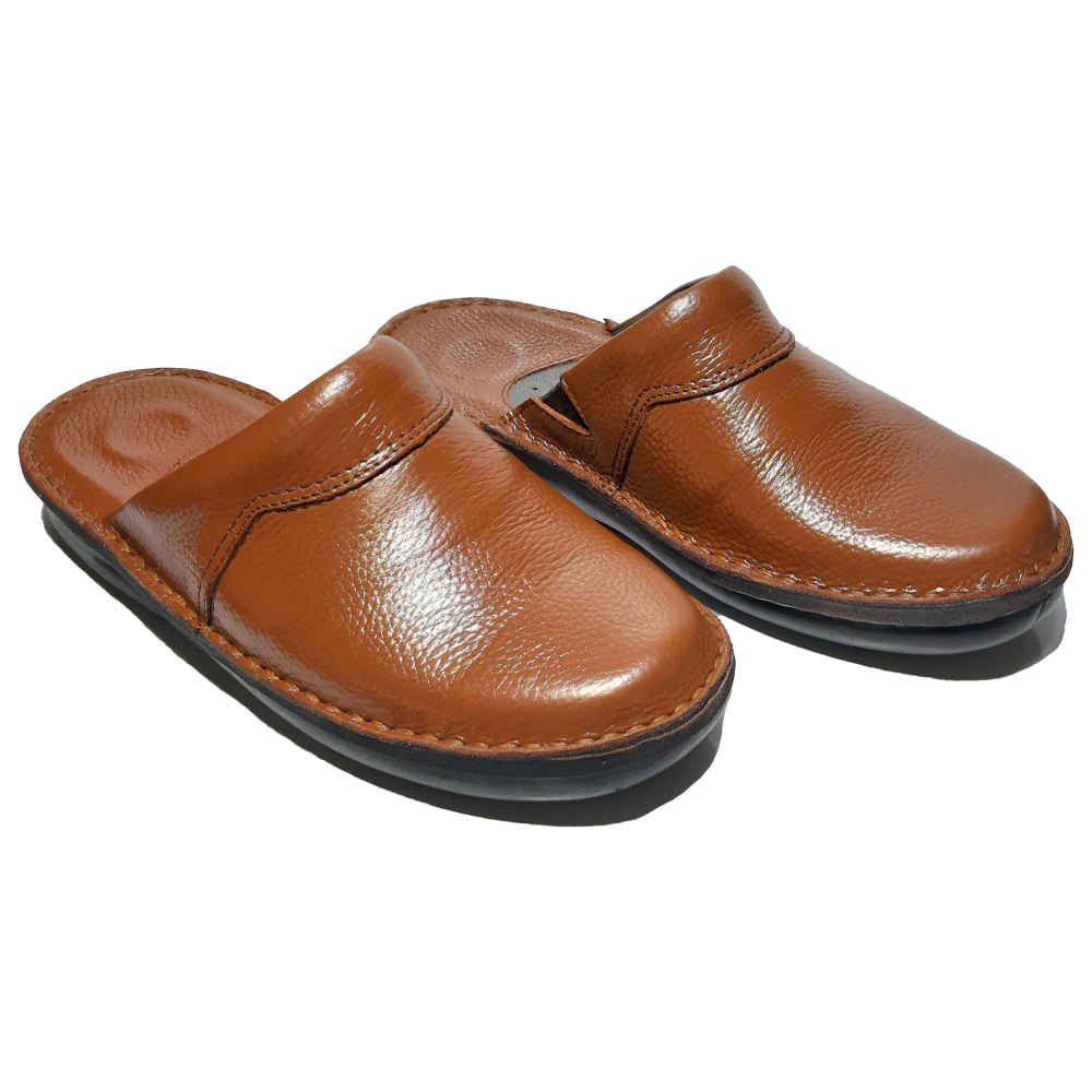 Mules style islamique Nalain en cuir véritable pour hommes Miel