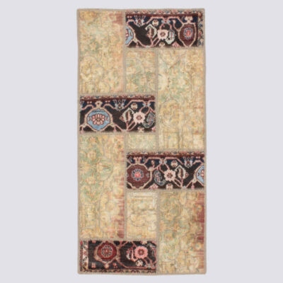 Tapis patchwork noué à la main persan vintage Crème
