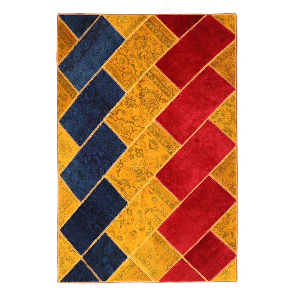 Tapis patchwork noué à la main persan vintage Elham