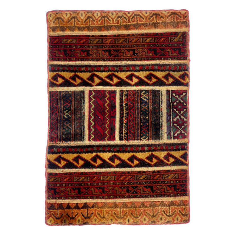 Tapis patchwork noué à la main persan vintage Forogh
