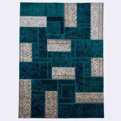 Tapis patchwork noué à la main persan vintage Naein