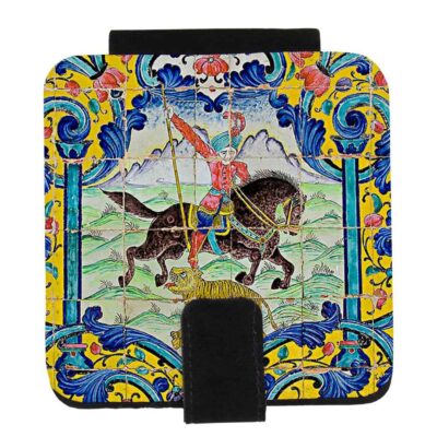 Miroir de poche avec motif de cheval inspiré de la Perse