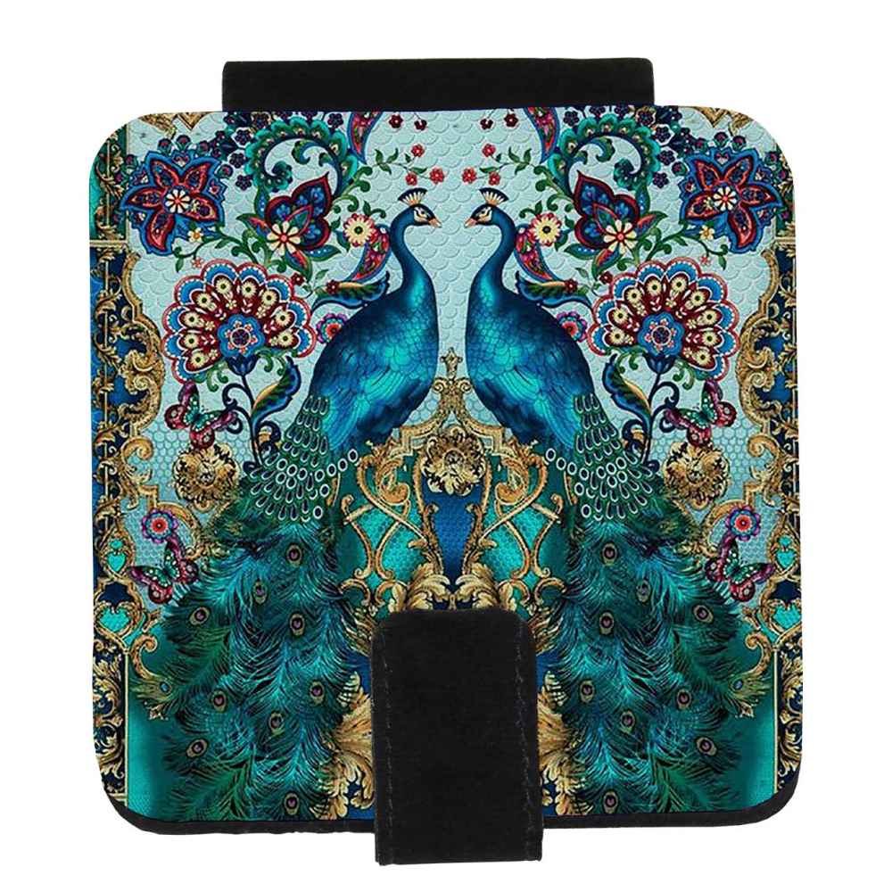 Miroir de poche avec motif de paons inspiré de la Perse