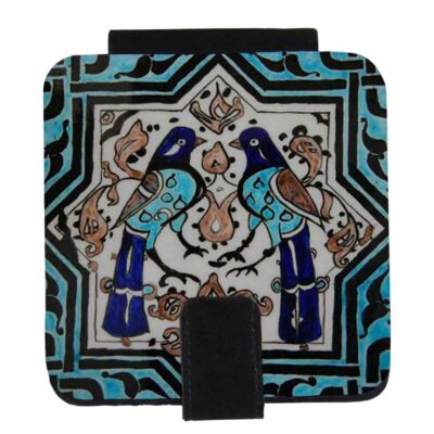 Miroir de poche avec design de pigeons inspiré de la Perse
