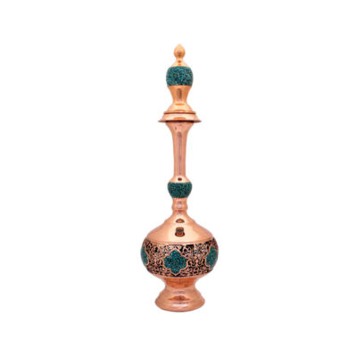 Bouteille décorative en cuivre – Artisanat persan avec incrustation de turquoise Royal