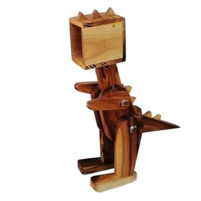 Lampe de bureau en bois fantaisie – dinosaure fait main et réglable